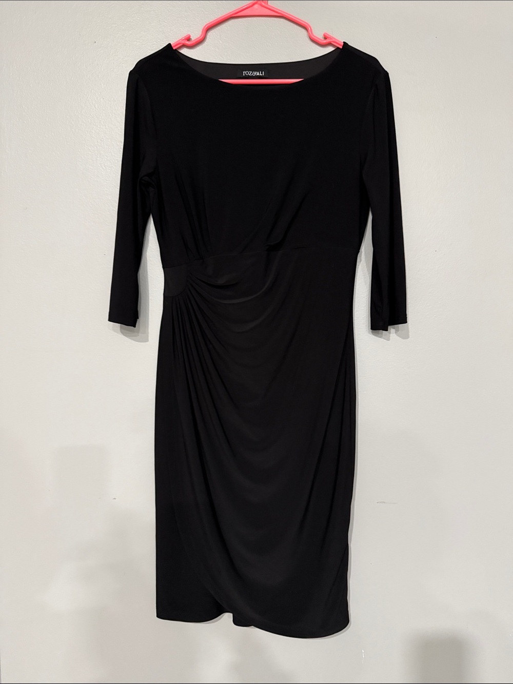 Roz & Ali Black Ruched Long Sleeve Sheath Dress